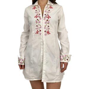 Vintage Y2K clasp tunic dress with cute embroidery